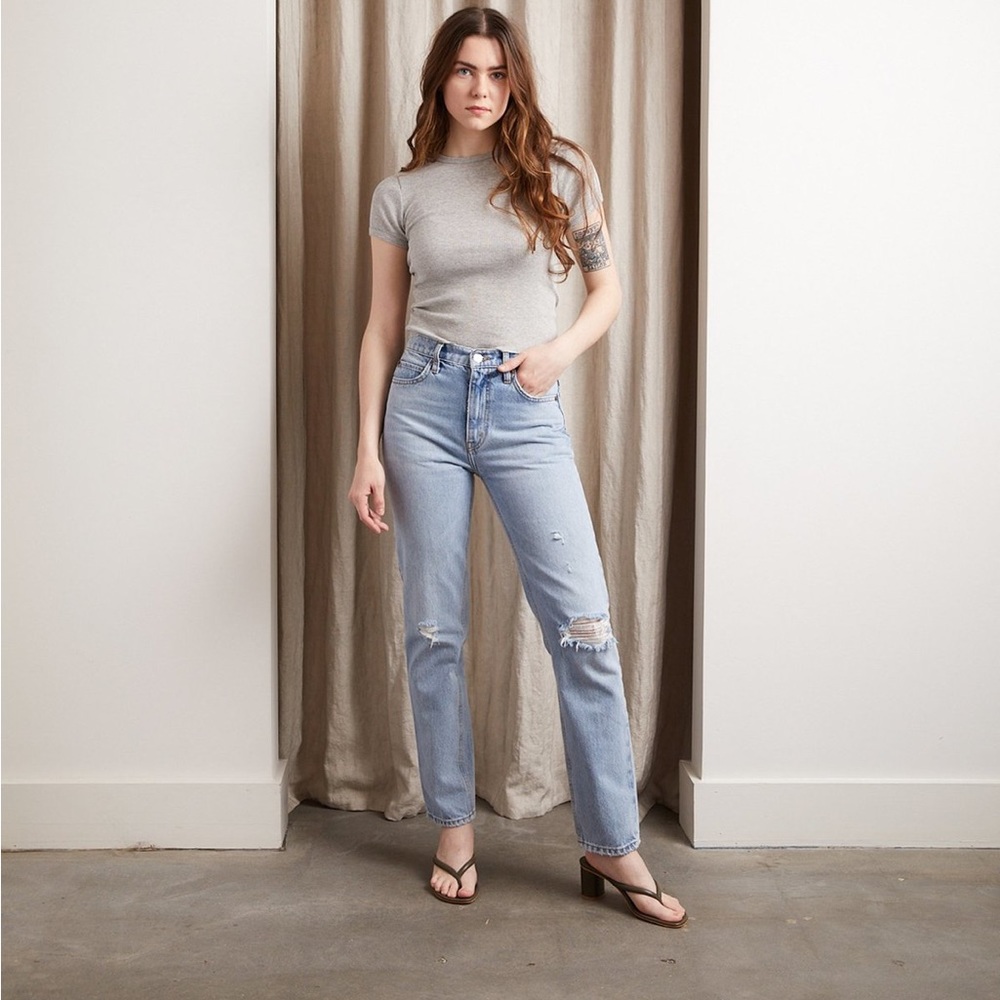 RE/DONE 70s Straight Jean in Destroyed Sunfaded Indigo NWT